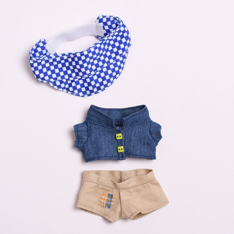 Only clothes] the second generation of cloth hanging clothes Denim lapel jacket three-piece Labubu doll clothes