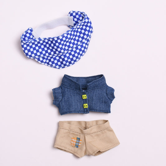 Only clothes] the second generation of cloth hanging clothes Denim lapel jacket three-piece Labubu doll clothes