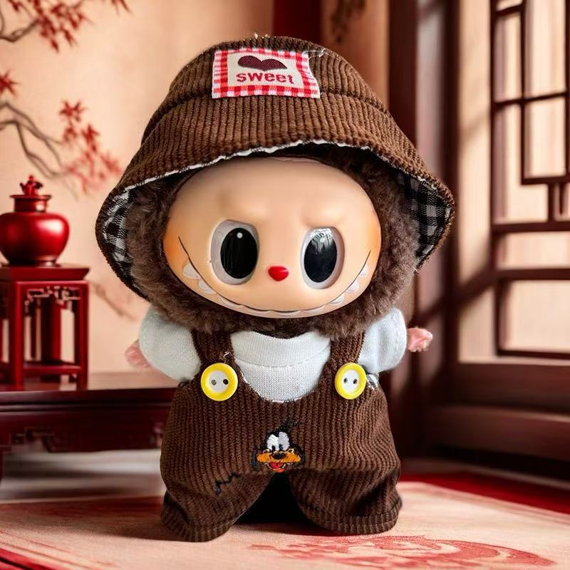 Wholesale labubu labubo doll clothes 17cm blind box pendant one or two generation vinyl doll replacement clothes suit