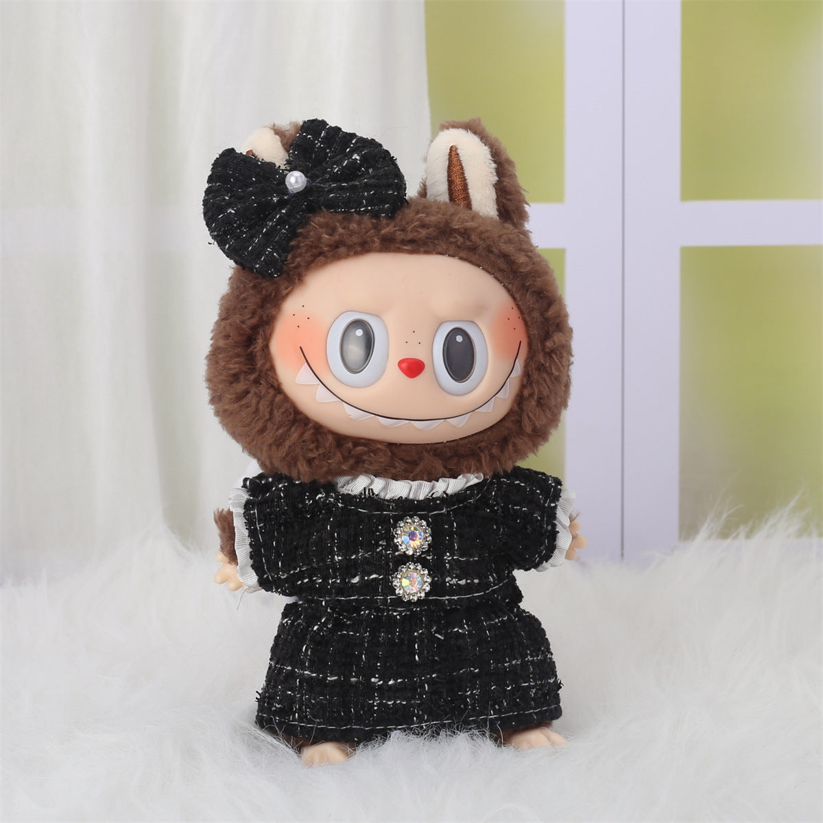 Labubu Clothes Pendant for First and Second Generation Baby Clothes, Labubu Sitting Baby Clothes, Heart Sweater, Bear Ear Hat Set