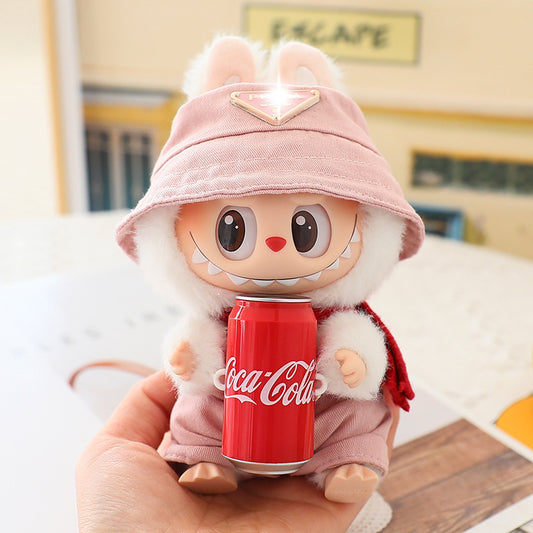 17cm Labubu Fisherman Hat Macaron Vinyl Face Labubu Doll Doll Triangle suit Glasses