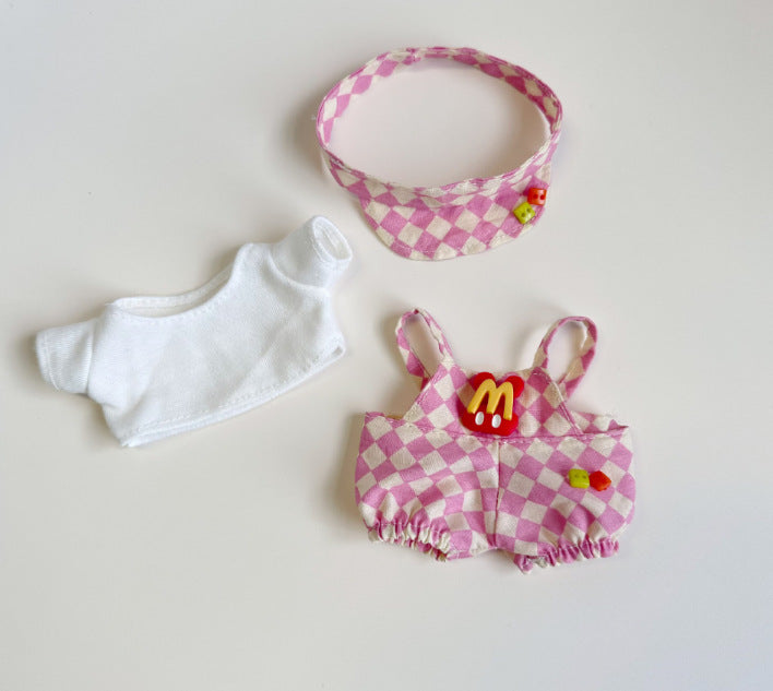 Only clothes] 17CM pendant cloth cloth clothes blind box LABUBU doll diamond lattice suspenders suit new product