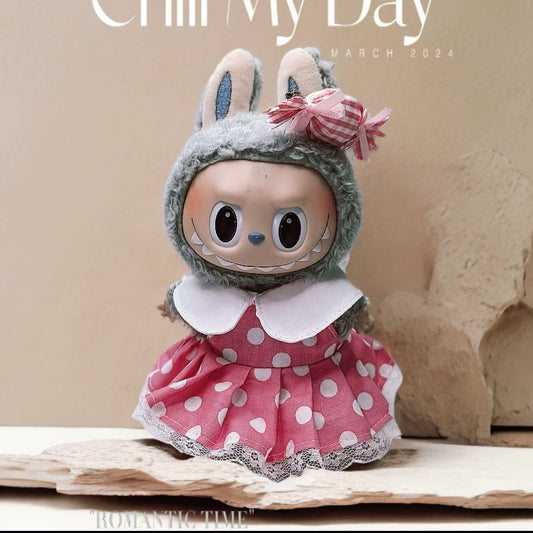 Labubu Doll Plaid Scarf & Bow Outfit Set for 1st & 2nd Gen Pendants
