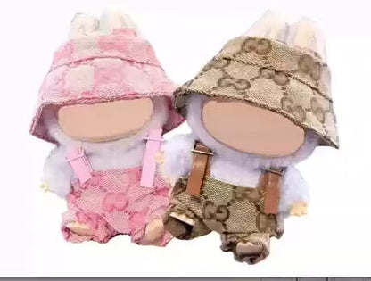 17cm Labubu Labubu Doll Coat 10cm Cotton Doll Lulu Pig Doll Three Year Old Triangle Strap Pants Fisherman Hat