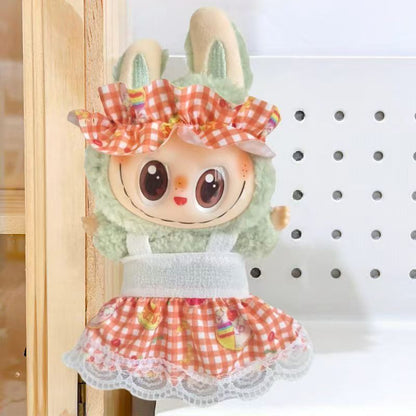 Cross-border e-commerce labubu doll vinyl doll cloth 17cm doll cute sweater coat skirt suit