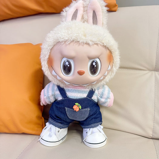 Only clothes] 38CM labubu doll clothes LABUBU doll for the ring velvet blue powder Denim suit adorable