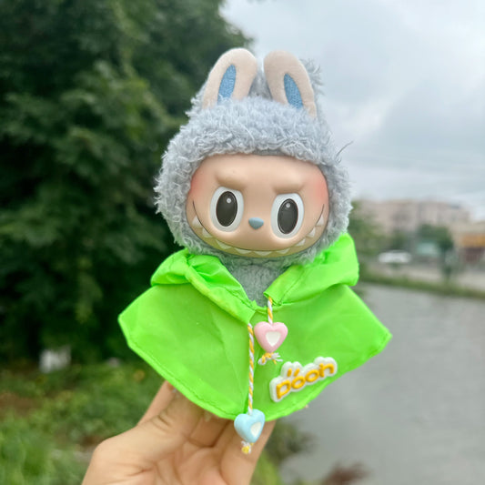 Clothes Only] LABUBU Pendant Clothes 17CM Blind Box Rab Doll Doll Waterproof Poncho Hooded Poncho