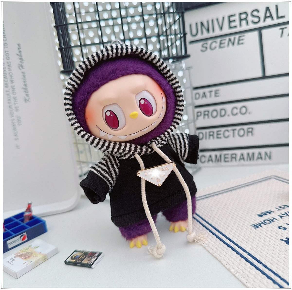 Labubu Doll Outfit - Striped Sweater & Hat Set for 17cm Labubu