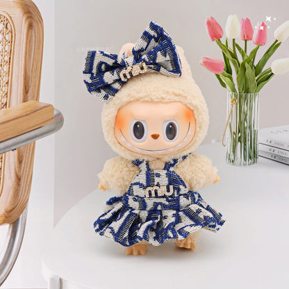 Labubu Doll Princess Dress Set with Bow - Mini Outfit for 10cm & 17cm Dolls