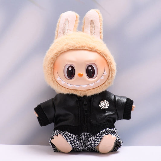 Only clothes] one or two generation pendant cloth cloth clothes black jacket coat houndstooth skirt LABUBU doll clothes