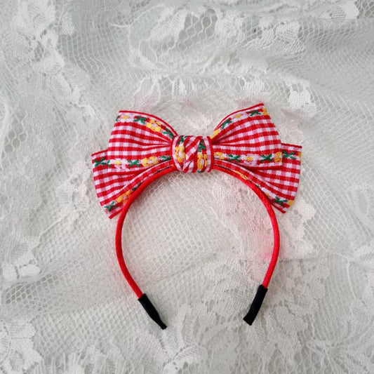 Labubu Doll Headband - Small Flower Plaid Design in Multiple Colors