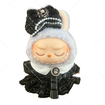 Labubu Doll Outfit - 17cm Baby Clothes with Straw Hat & Sling Dress