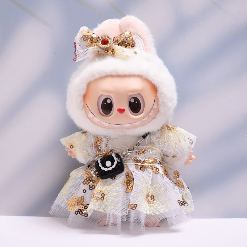 Only baby clothes] one, two and three generations of pendants labubu clothes lace sequined skirt suit cloth baby clothes