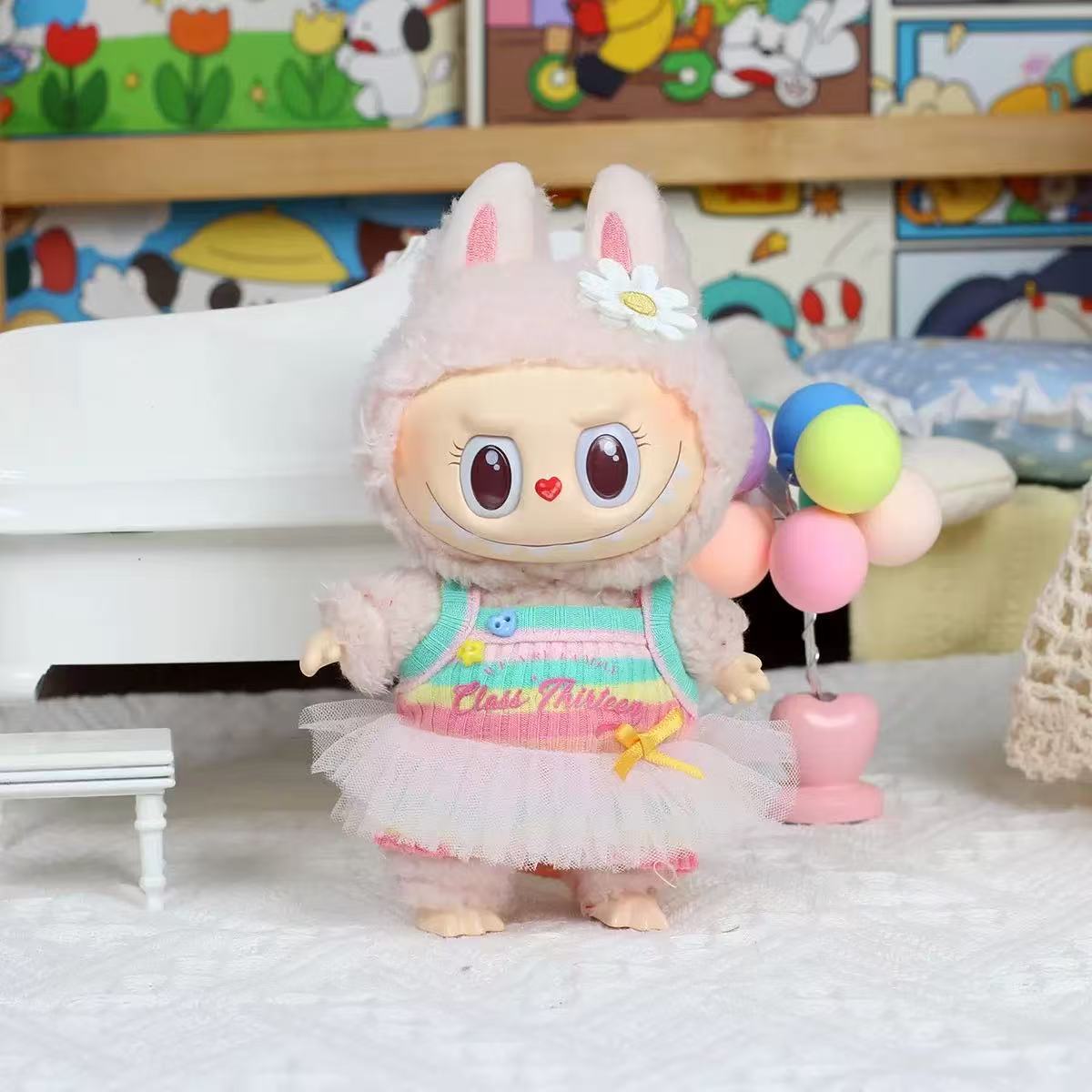 Labubu Labubu Doll Clothes suit First and Second Generation Sitting Party 17cm Vinyl Plush Doll Clothes Slip Skirt