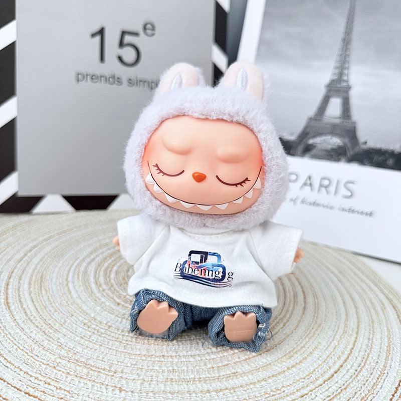 One, two and three generations of Labubu clothes pendant cloth cloth sitting doll clothes NY overalls sports suit trend cute