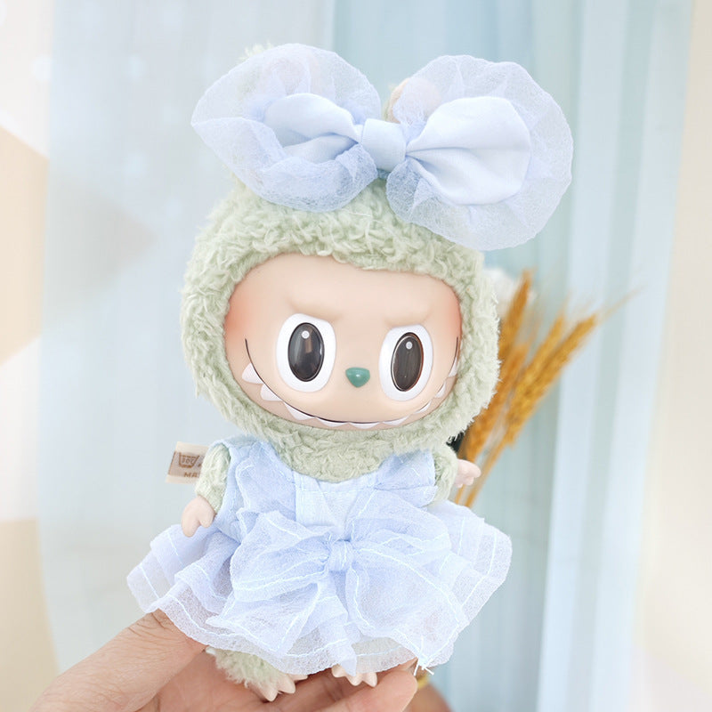 Suspender pants suit suitable for cloth cloth clothes to replace 15cm blind box series labubu vinyl baby clothes.