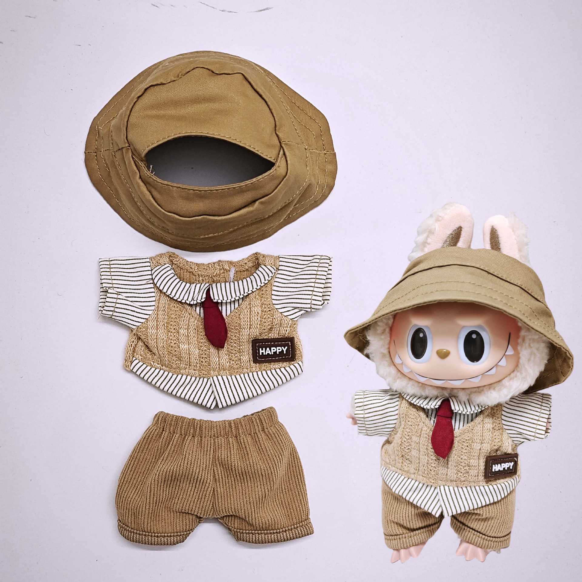 Labubu Doll Retro British 2-Piece Outfit with Accessories