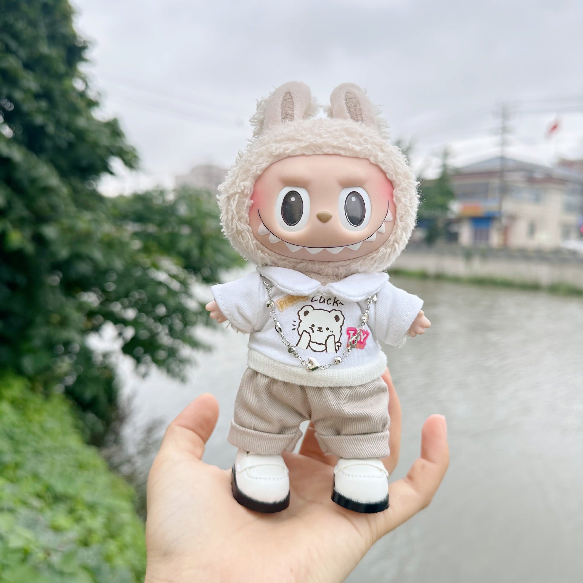 Only clothes] 17CM Rab cloth doll clothes blind box key chain LABUBU for lapel bear shirt suit