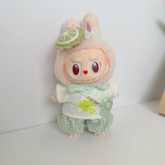 Blind box cloth clothes one, two and three generation key chain LABUBU for summer cool lemon orange suit adorable