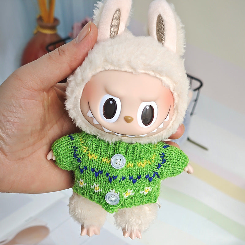 Sweater suitable for pulling cloth pendant clothes for knitted sweater 17cm labubu pendant doll clothes replacement