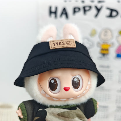 Labubu Doll Camouflage Outfit with Fisherman Hat for 17cm Vinyl Dolls