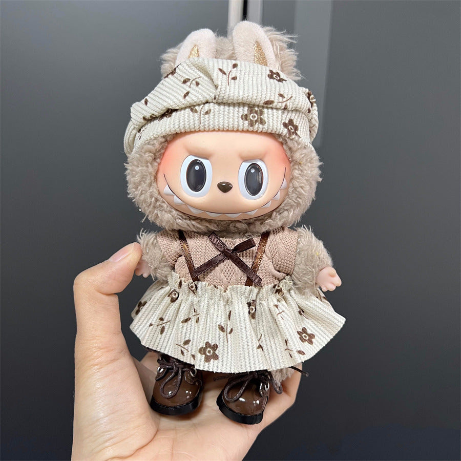 Labubu Wearable Doll Clothes 17cm Plush Cute Dress-Up Casual Outfit Skirt Fabric Clothes High Quality