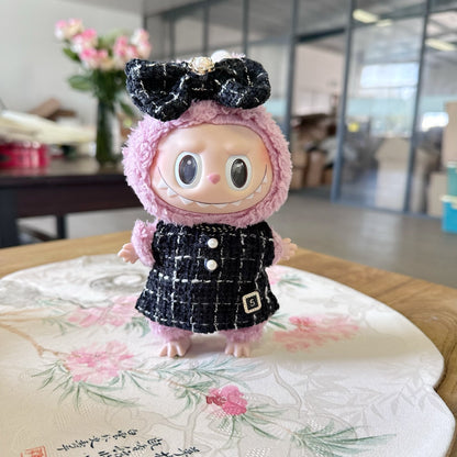 Only clothes] 17CM blind box pull cloth doll clothes pendant LABUBU Hagrid fragrant style skirt set pastel skirt