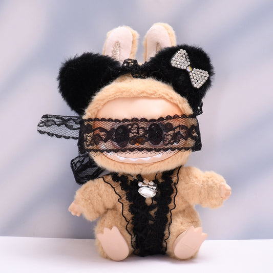 Labubu Doll Lace Blindfold Outfit for 1st & 2nd Gen Pendants - Black & White