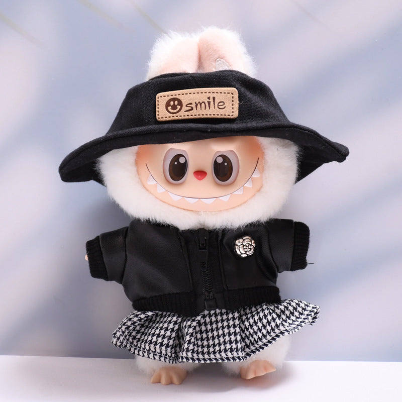 Only clothes] one or two generation pendant cloth cloth clothes black jacket coat houndstooth skirt LABUBU doll clothes