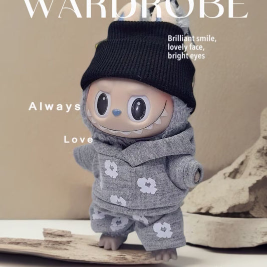 Labubu Doll Clothes - 17cm ALO Logo Outfit Set for Vinyl Dolls