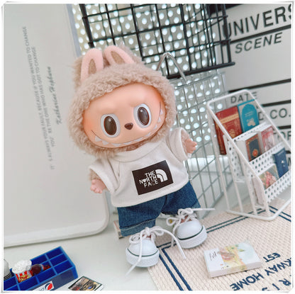 Labubu Doll Sportswear Outfit - T-Shirt, Denim Shorts & Accessories