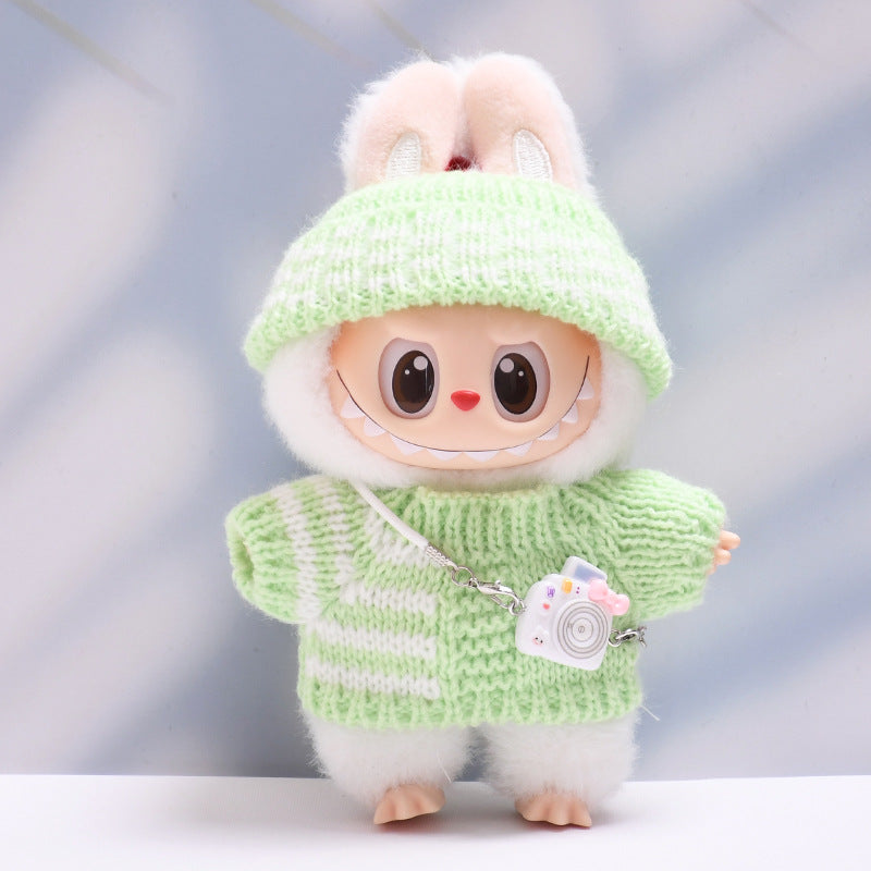 Labubu Doll Striped Sweater & Hat Outfit for 1st & 2nd Gen Pendants