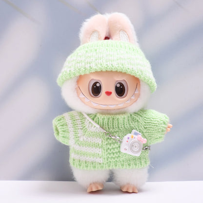 Labubu Doll Striped Sweater & Hat Outfit for 1st & 2nd Gen Pendants