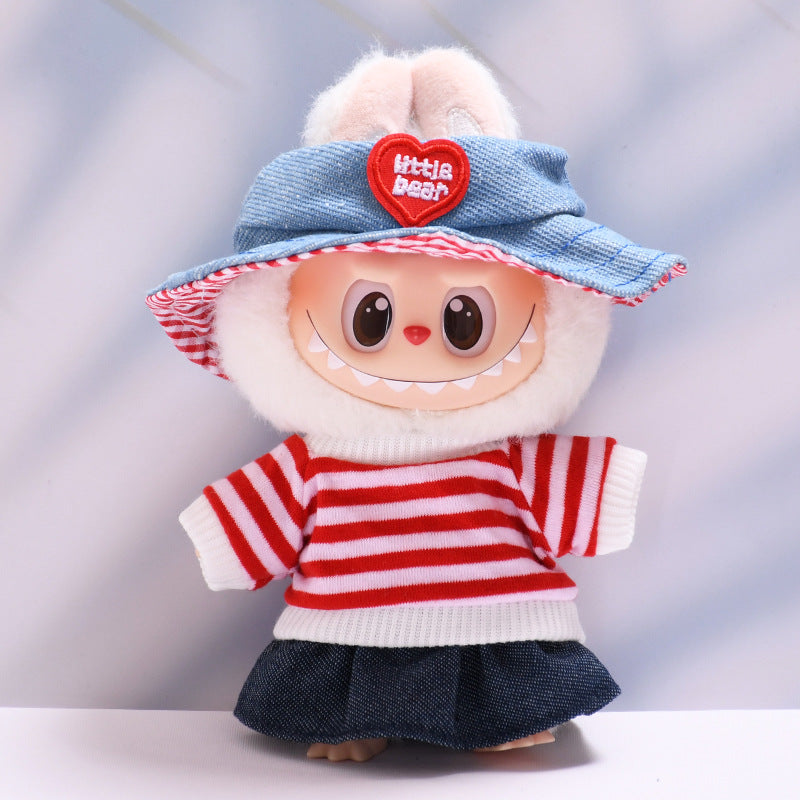 Only baby clothes] one or two generation pendant labubu clothes rainbow white T jeans suit suit labubu baby clothes