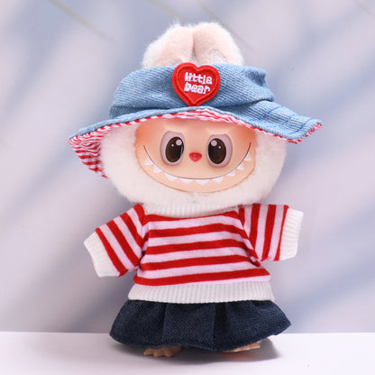Only baby clothes] one or two generation pendant labubu clothes rainbow white T jeans suit suit labubu baby clothes