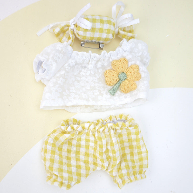 Suitable for 17cm Labubu Doll Clothes Replacement Set Candy Sweet Grid Outfit Replacement Clothes