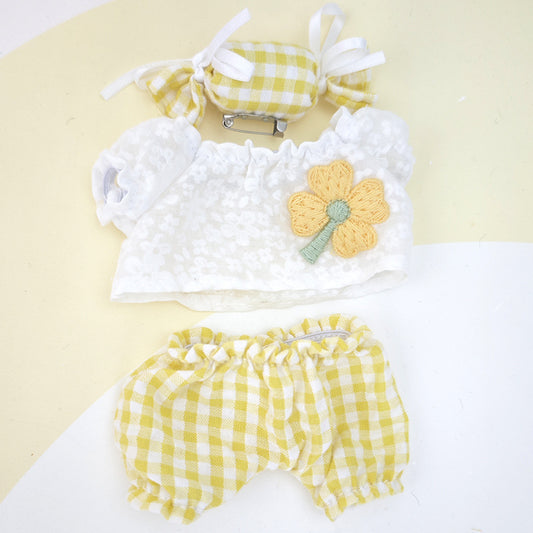 Suitable for 17cm Labubu Doll Clothes Replacement Set Candy Sweet Grid Outfit Replacement Clothes