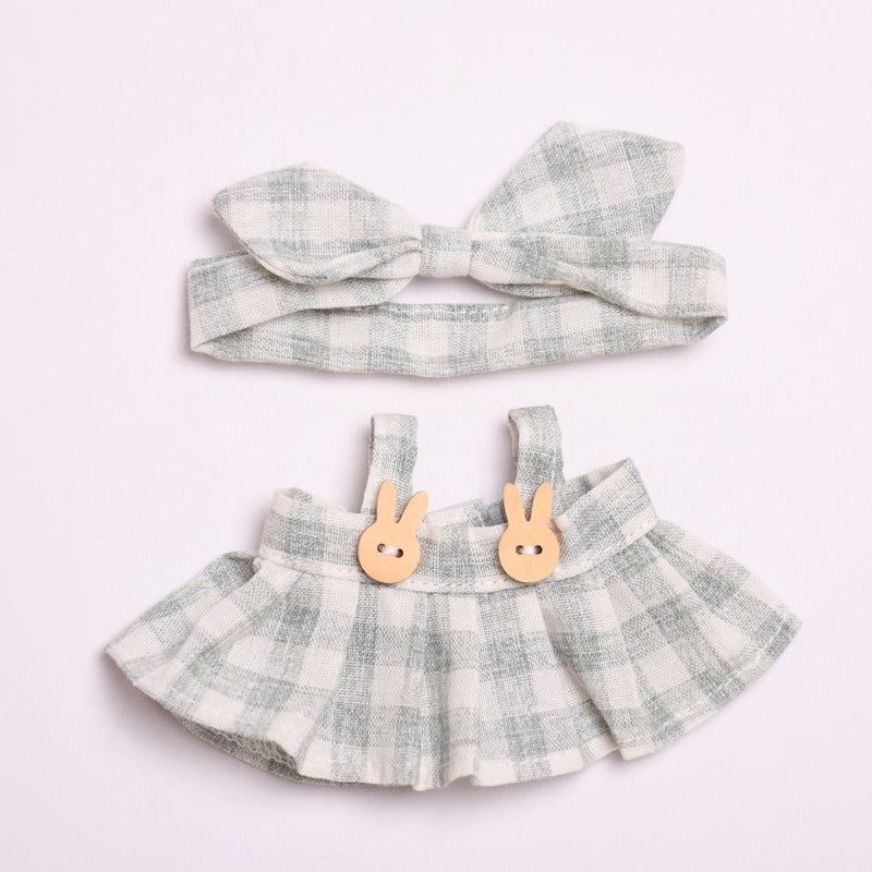 Only clothes] 15cm second generation sitting party cloth cloth pendant clothes plaid strap skirt labubu doll clothes