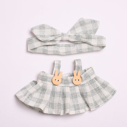 Only clothes] 15cm second generation sitting party cloth cloth pendant clothes plaid strap skirt labubu doll clothes