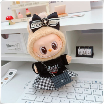 Labubu Doll Outfit - Plaid Skirt & Accessories for 10cm & 17cm Dolls