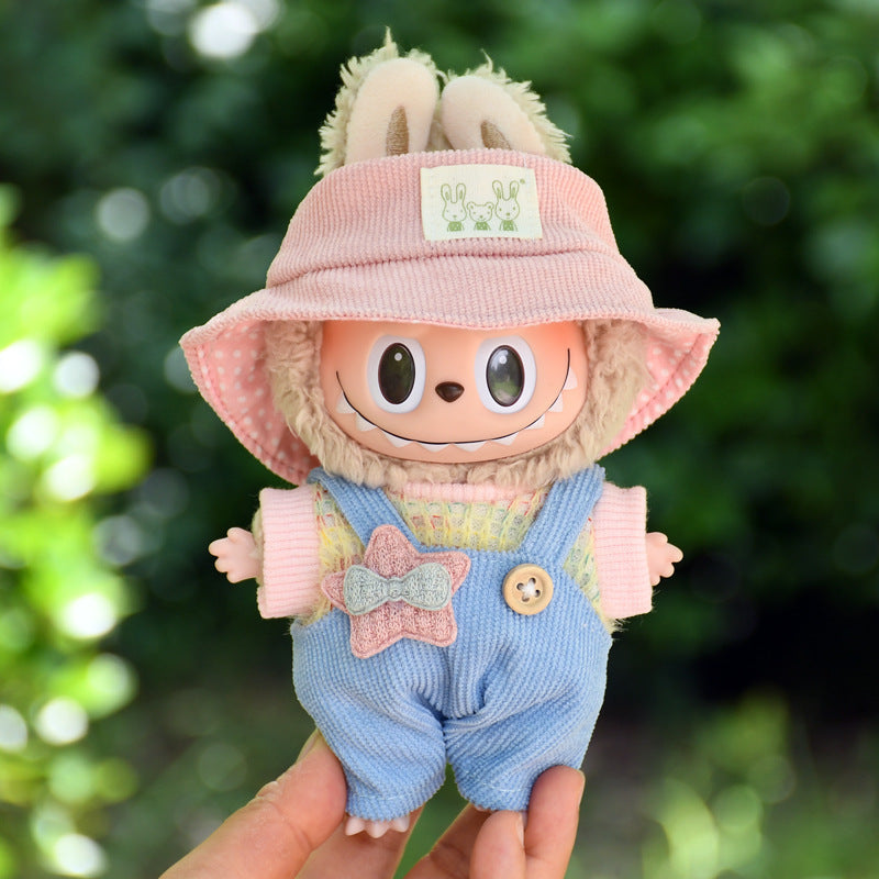 Doll clothes for sale only] Cloth-pulling pendant clothes star suspender pants sweater 17cm keychain vinyl doll clothes