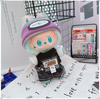 Labubu 17cm Doll Trendy Smoke Purple T-Shirt & Shorts Outfit