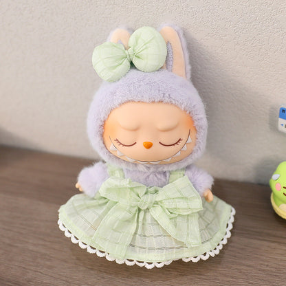 The first and second generation of blind box with Labubu doll clothes plush vinyl face doll pendant pull cloth sit party series