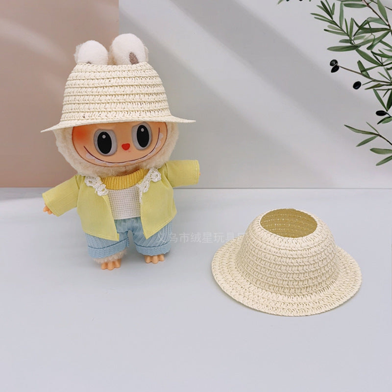 Labubu Empty Top Open Straw Hat Woven Hat Party Clothing Accessories Pastoral Style Labubu Doll Clothes Decorative Matching