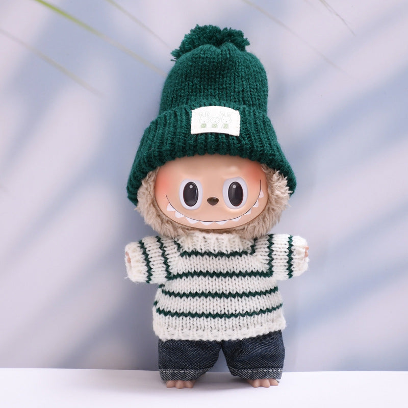 Only clothes] one or two generations of cloth pendant striped sweater hat pants skirt Labubu change baby clothes