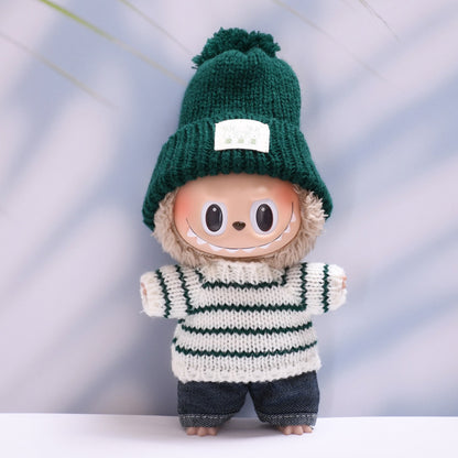 Only clothes] one or two generations of cloth pendant striped sweater hat pants skirt Labubu change baby clothes