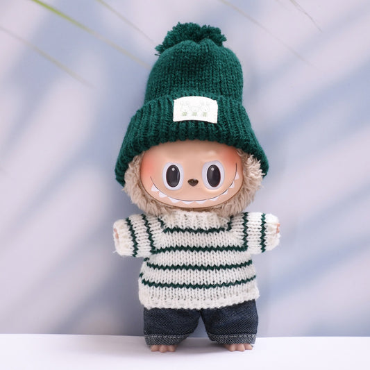 Only clothes] one or two generations of cloth pendant striped sweater hat pants skirt Labubu change baby clothes