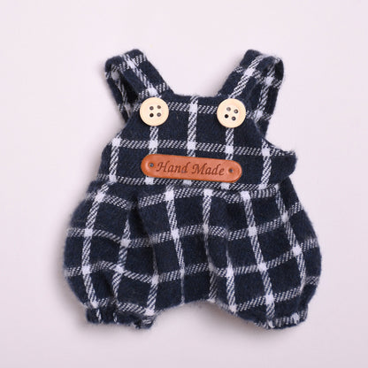 Only baby clothes] Macaron pendant labubu clothes plaid suspenders suit 17cm cloth cute baby clothes