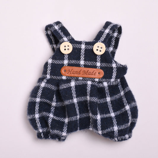 Only baby clothes] Macaron pendant labubu clothes plaid suspenders suit 17cm cloth cute baby clothes