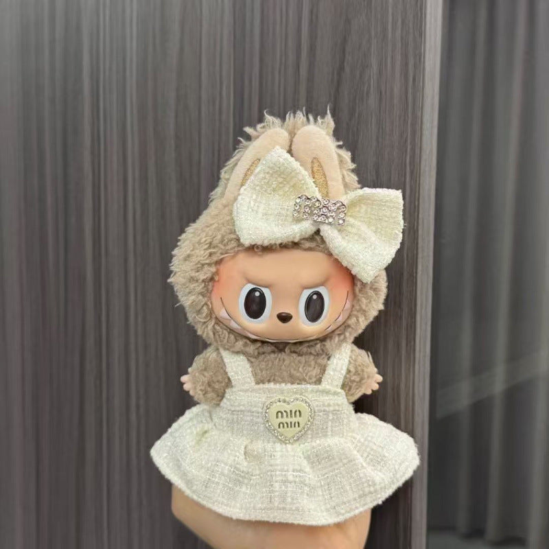 Rab cloth doll labubu17cm pendant one or two generations of vinyl plush doll suit accessories for clothes